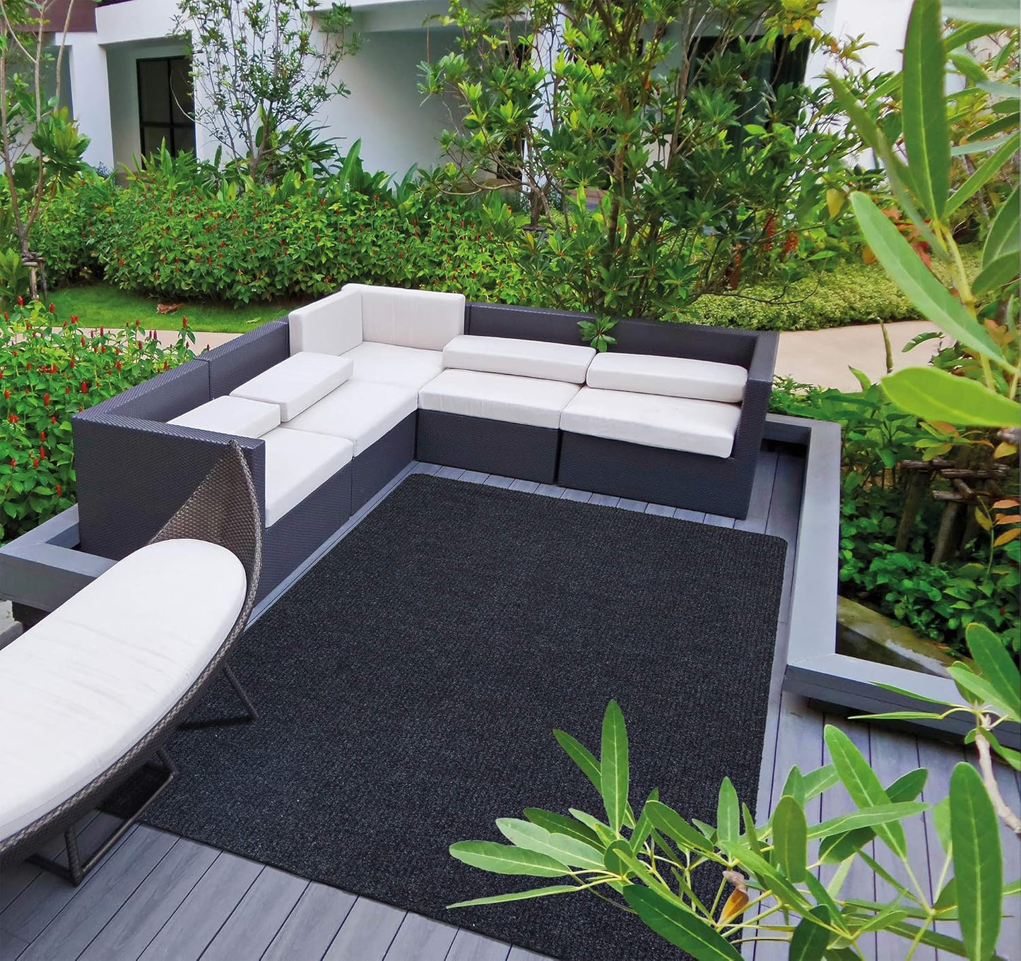 Ottomanson 5' x 6'6" Mud Mat Area Rug Scraper Carpet - Non-Slip, Dirt Trapping for Indoor & Outdoor Use - Ideal for Entryway, Garage, Kitchen, Patio & High-Traffic Areas, Black