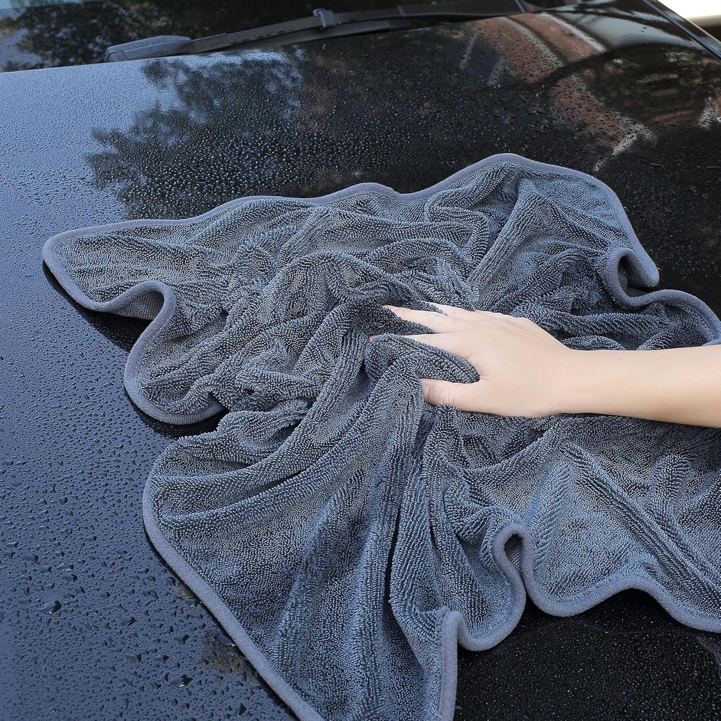 JOYMOOP Car Dry Towel, Quick Drying, Medium Size,Microfiber Cleaning Cloth, Dark Grey, 35.4 x 23.6 Inches, 3 Pack for Boates, RVs, SUVs, Trucks, Cars